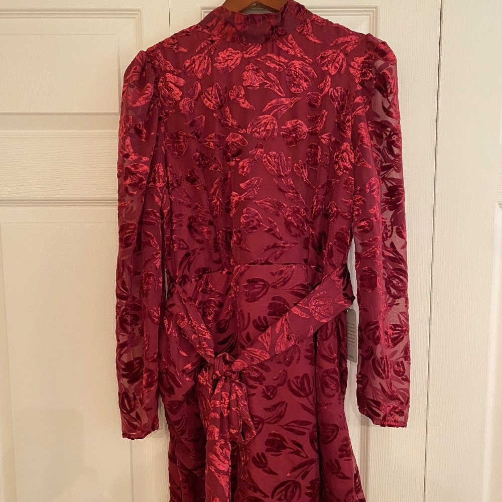 Mock Neck Velvet Burnout Dress